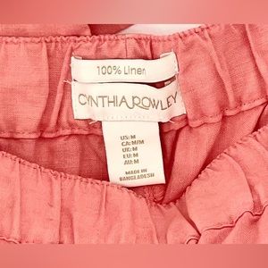 Cynthia Rowley 100% Linen Peachy Color Cropped Wide Leg Pants